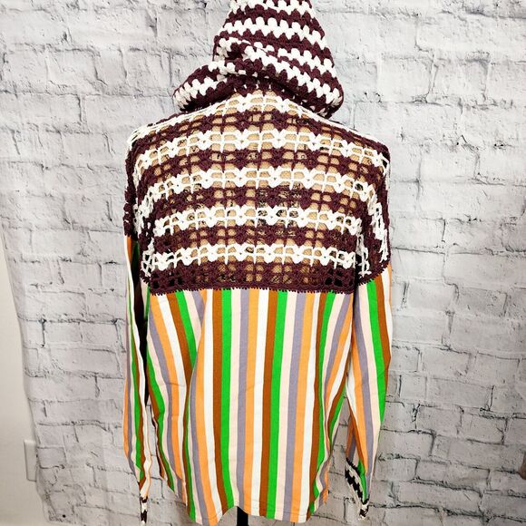 Opening Ceremony striped crochet hoodie Sweater Sz XS/S long sleeve A38c - Picture 5 of 5